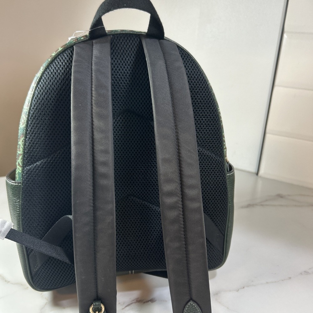 NWT Coach Court Backpack With Coach Monogram Print CF344 Black / Green - Picture 5 of 12